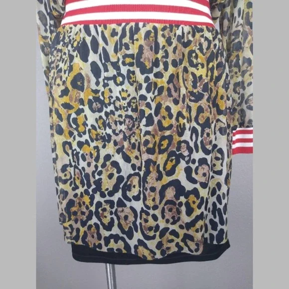 ASOS Leopard Print Mesh Midi Dress With Rib Detail Size 14 - Picture 7 of 14